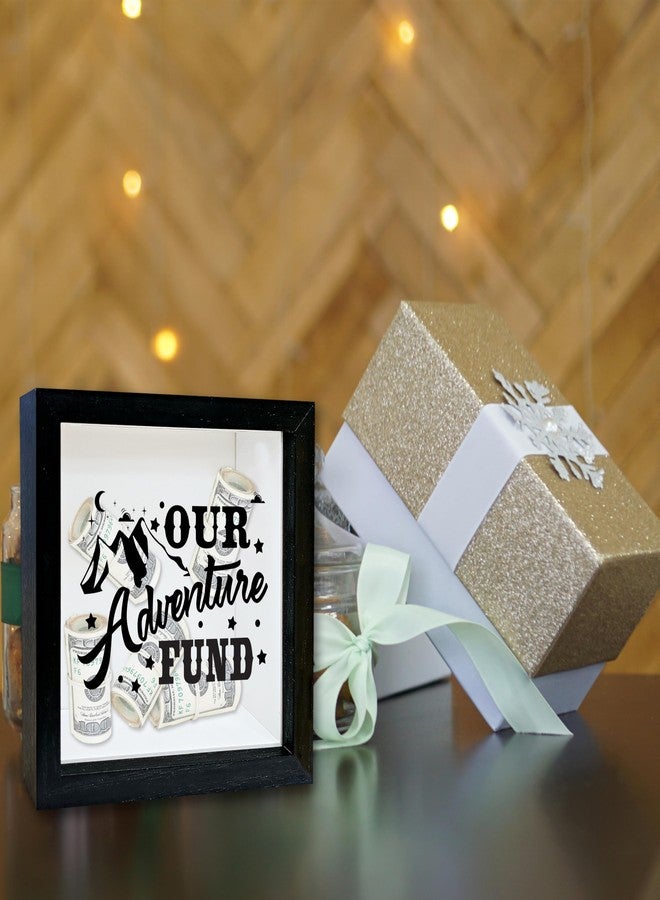 Mueddur Adventure Fund Black Shadow Box Frame, Honeymoon Fund Box with Slot, Mountain Themed Travel Memory Box, Adventure Archive Box Gifts, Decorative Wooden Money Savings, Wedding Gifts for Newlyweds -03 - Image 5